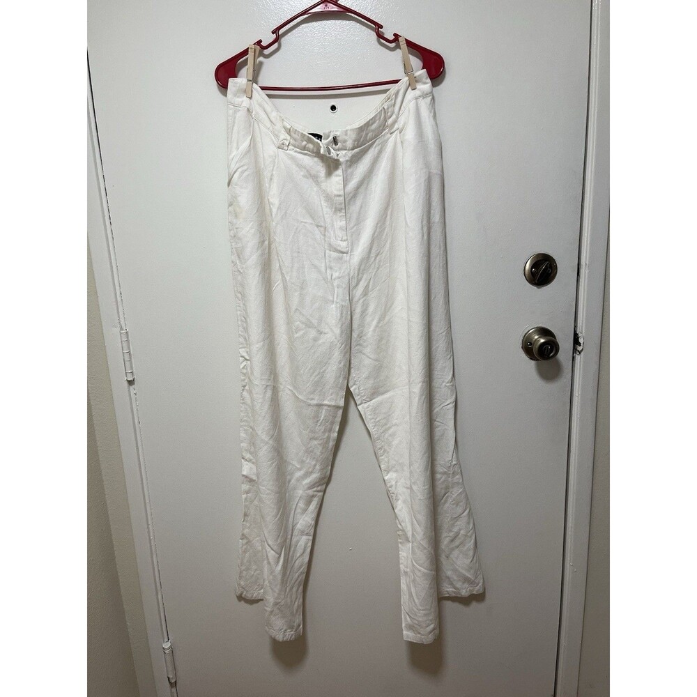 Lioness Women’s Linen Pants White XL Wide Leg High Waisted